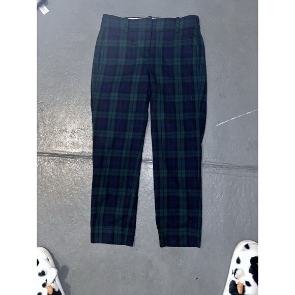 J Crew Women’s Cameron Plaid Pants Size 2 Green And Blue Preppy Style - Picture 2 of 8